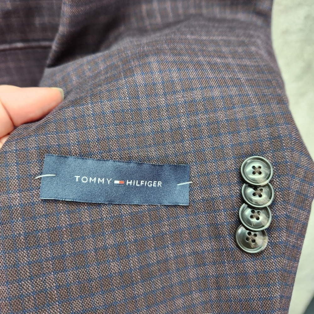 Tommy Hilfiger Conrad Sport Coat Mens 38S 38‎ Short Purple Plaid TH Flex Office - Picture 6 of 12